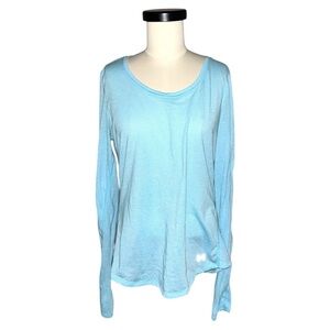 Under Armour Aqua Blue with Thin Teal Stripes Long Sleeve Running Shirt